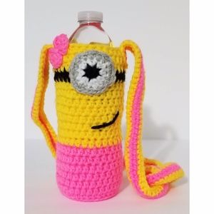 NEW Crochet Minion Water Bottle Holder with strap